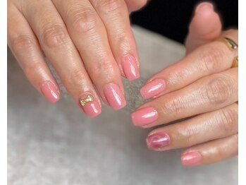 ワンカラー/ラメピンク/リボン