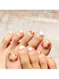 【フットネイル】花柄ネイル