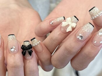 アイネイルズ 天神今泉店(I-nails)/【sana.i】キラキラリボンネイル