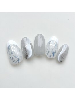 アルセア 上野御徒町店(Alcea)/フレンチ 箔 白 ニュアンス