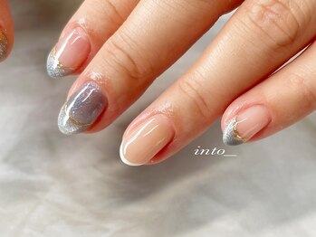 ネイルサロン イントゥ(into_)/マグネット　細フレンチ ブルー