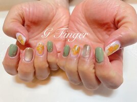 春色♪イエローフラワー×カーキ