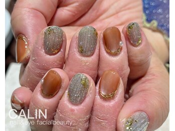 カラン 焼津店(CALIN)/コーラル×アイスブルーネイル