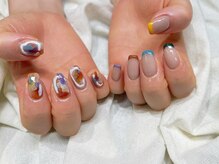 アース ネイルアンドアイラッシュ 小松店(Hair&Make EARTH Nail&Eyelash)/左右非対称ネイル　8500円