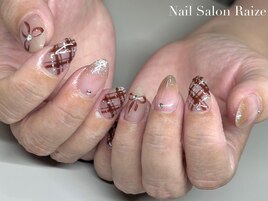 チェックネイル/秋ネイル