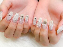 レース×リボンネイル