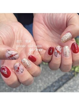 手描き赤とんぼネイル!