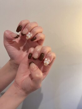 ネイルルーム オルポノ(Olupono)/ブラウン　シンプルデザイン