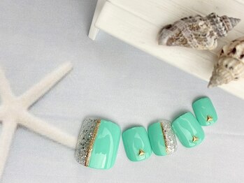 ネイルサロン&スクール ジーナ(GINA)/ミントブルー×ラメ