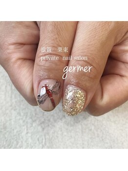 手描き赤とんぼネイル!