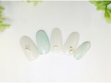 ネイルサロン ジュネイル(NAIL SALON JUNAIL)/グリーン大理石×ホワイト