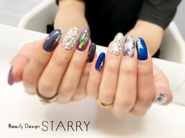 キラキラ　埋め尽くし　ネイビー
