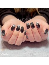 セラ ネイル(SERA Nail)/ブラックベースにシルバーグラデ