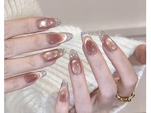 バイムーンサロン(By Moon Salon)/大人ガラスフレンチネイル