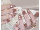 大人ガラスフレンチネイル