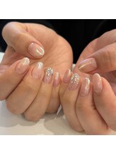 ハーティーネイル 自由が丘南口店(heartynail)/オーロラミラー/ビジューネイル