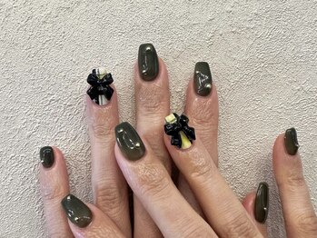 アイネイルズ 天神今泉店(I-nails)/【sana.i】チェックリボンネイル