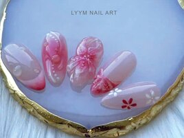 春色×ぷっくりフラワーネイル