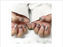 ピーチ(Peach)/ラメグラデーション＆アート