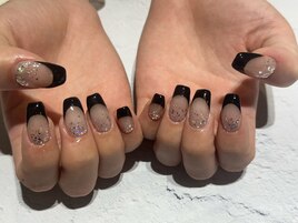 ハンド ブラックフレンチネイル