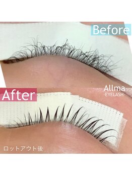 アルーマ アイ(allma.eye)/他店様パリジェンヌ→当店パーマ