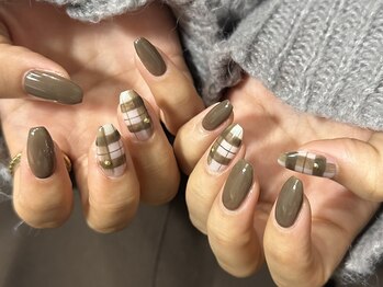レアネイル(Lea nail)/カーキ×チェック