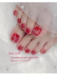 FOOT埋め込みハートネイル