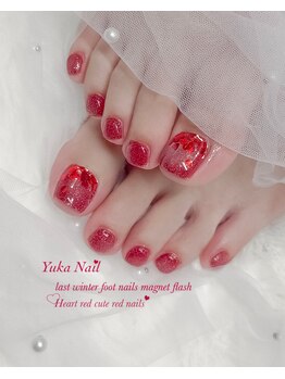 FOOT埋め込みハートネイル