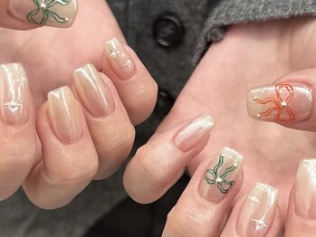 アイネイルズ 天神今泉店(I-nails)/【sana.i】キラキラリボンネイル