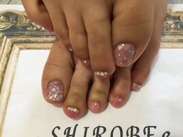 ハート敷きつめフットネイル！