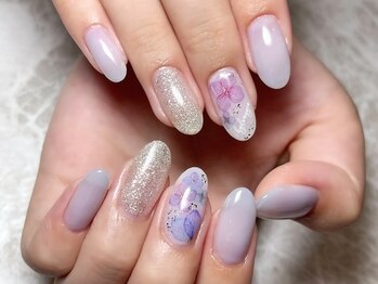 シンプル紫陽花ネイル