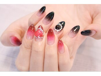 ラルネイル 大宮(Lull. nail)/赤黒＊ゴージャスグラデ