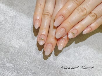 ヘアーアンドネイルマニッシュ(hair＆nail Manish)/リングネイル×白グラデーション