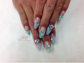 ネイルサロン ビューティーマジック 川口店/パステルブルー ビジューネイル
