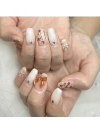 秋のさくらんぼネイル♪