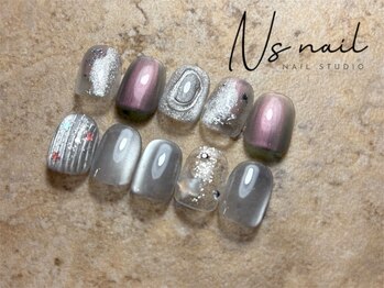 エヌズネイル 三鷹駅前北口店(n’s nail)/キラキラ ニュアンス 定額7500
