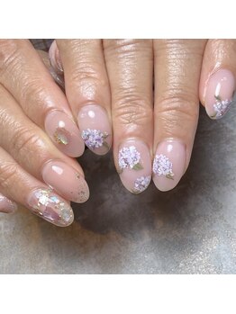 アティックネイルアトリエ(attic nail atelier)/アシメ紫陽花ネイル・持ち込み