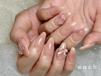 イーチ 烏丸御池(each)/リボン×チークネイル