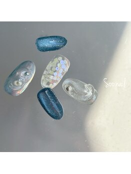 ソーネイル(Soo.nail)/8月定額ネイルシンプルデザイン