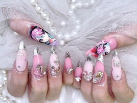 痛ネイル ガラスフレンチ