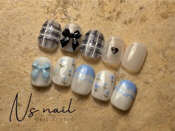 エヌズネイル 三鷹駅前北口店(n’s nail)/ガーリーリボン 定額8500