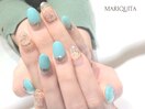 夏ネイル/ターコイズ/シェル