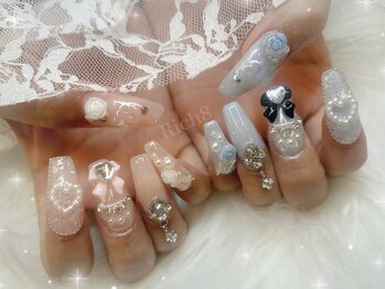 ネイルアンドまつげエクステ リッチエイト 原宿店(Rich8)/スカルプ★アシメカラー+パーツ