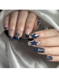 ネイビー星ネイル