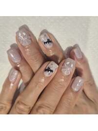立体ハロウィンネイル/コウモリ