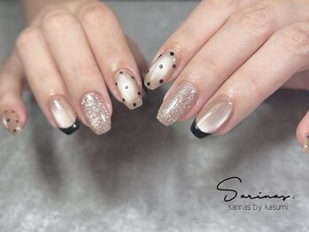 サリナスネイル 西院店(SARINASNAIL)/ドット、フレンチで大人可愛い