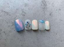 カラ ネイル 中津店(calla nail)/オーロラとお花で華やかネイル
