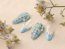 ツイードネイル　冬ネイル