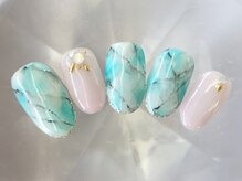 ラリュールネイル(L'Allure nail)/パステルタイダイ柄ネイル￥8200