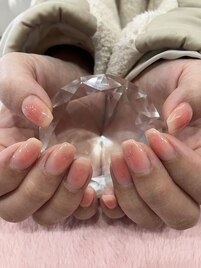 オレンジチークネイル